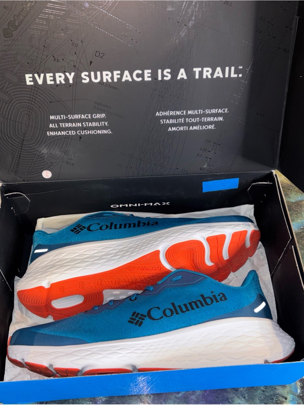 Columbia Teal and Orange Men's Trail Running Shoes